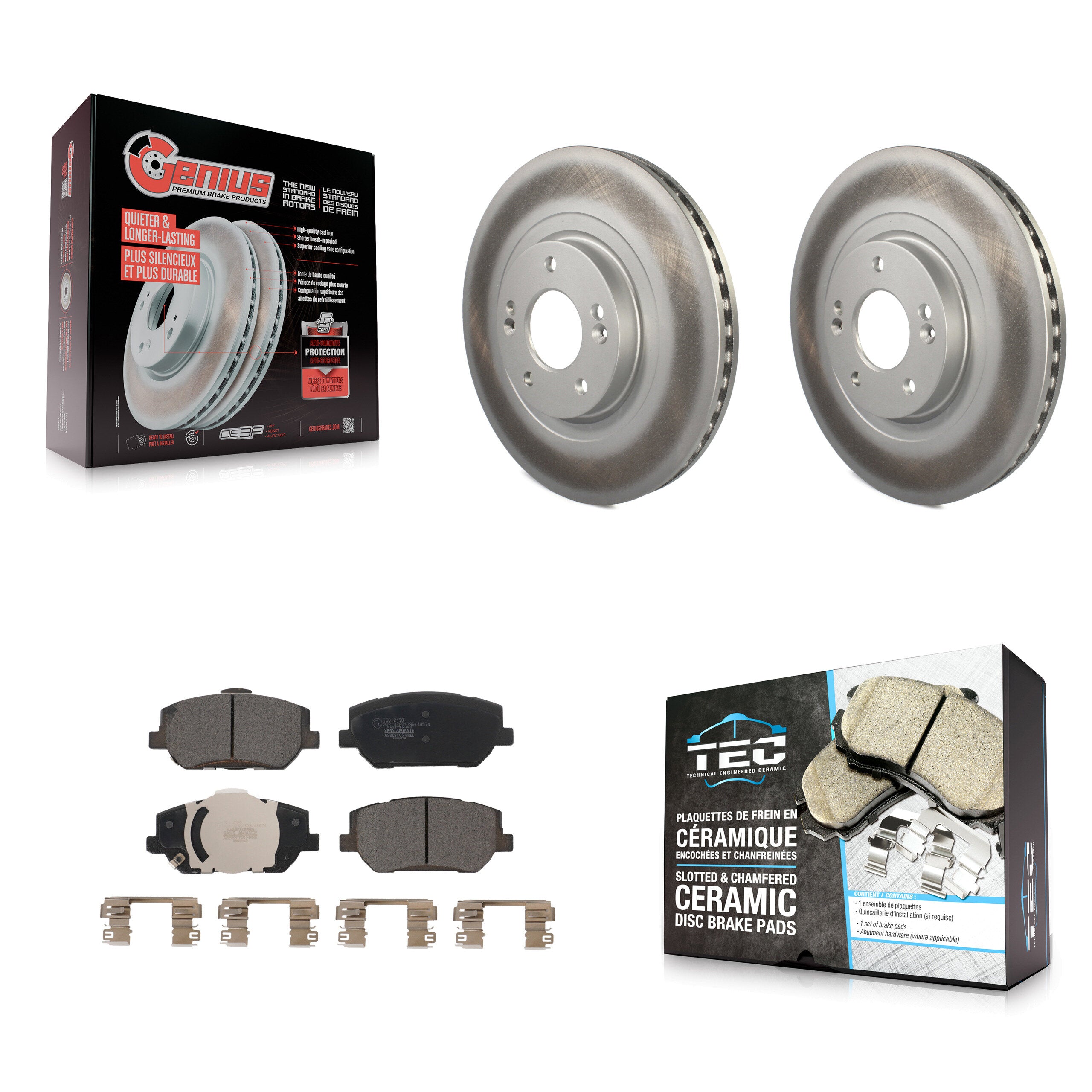 Front Coated Disc Brake Rotors And Ceramic Pads Kit For 2019-2020 Hyundai Santa Fe KGT-102817