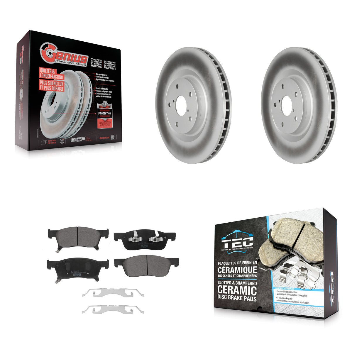 Front Coated Disc Brake Rotors And Ceramic Pads Kit For 2019-2024 Subaru Ascent KGT-102831