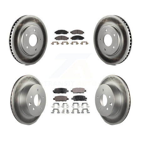 Front Rear Coated Brake Rotor & Ceramic Pad Kit For Nissan LEAF With Manual Parking KGT-102843