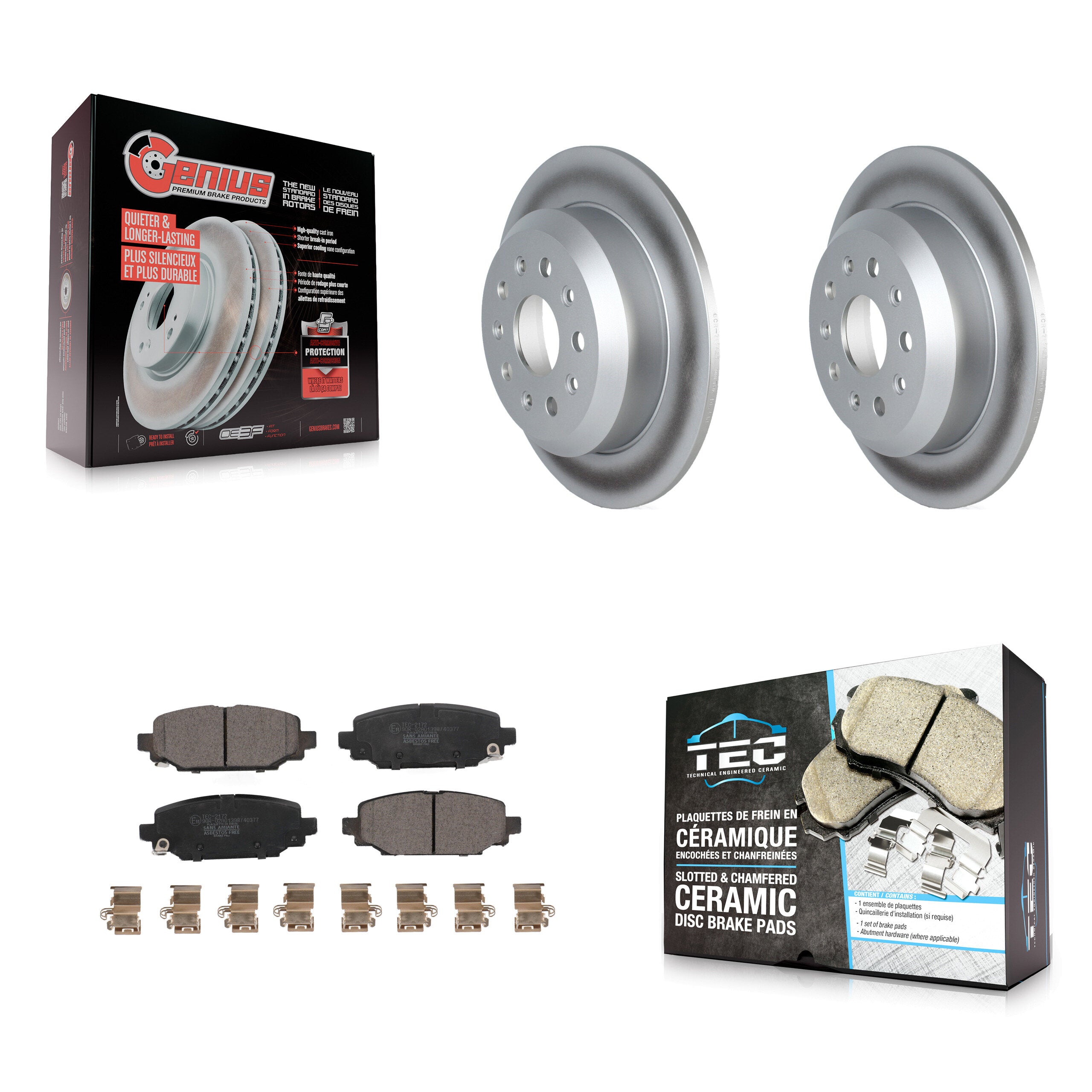 Rear Coated Disc Brake Rotors And Ceramic Pads Kit For 2018-2020 Jeep Wrangler Sport KGT-102857