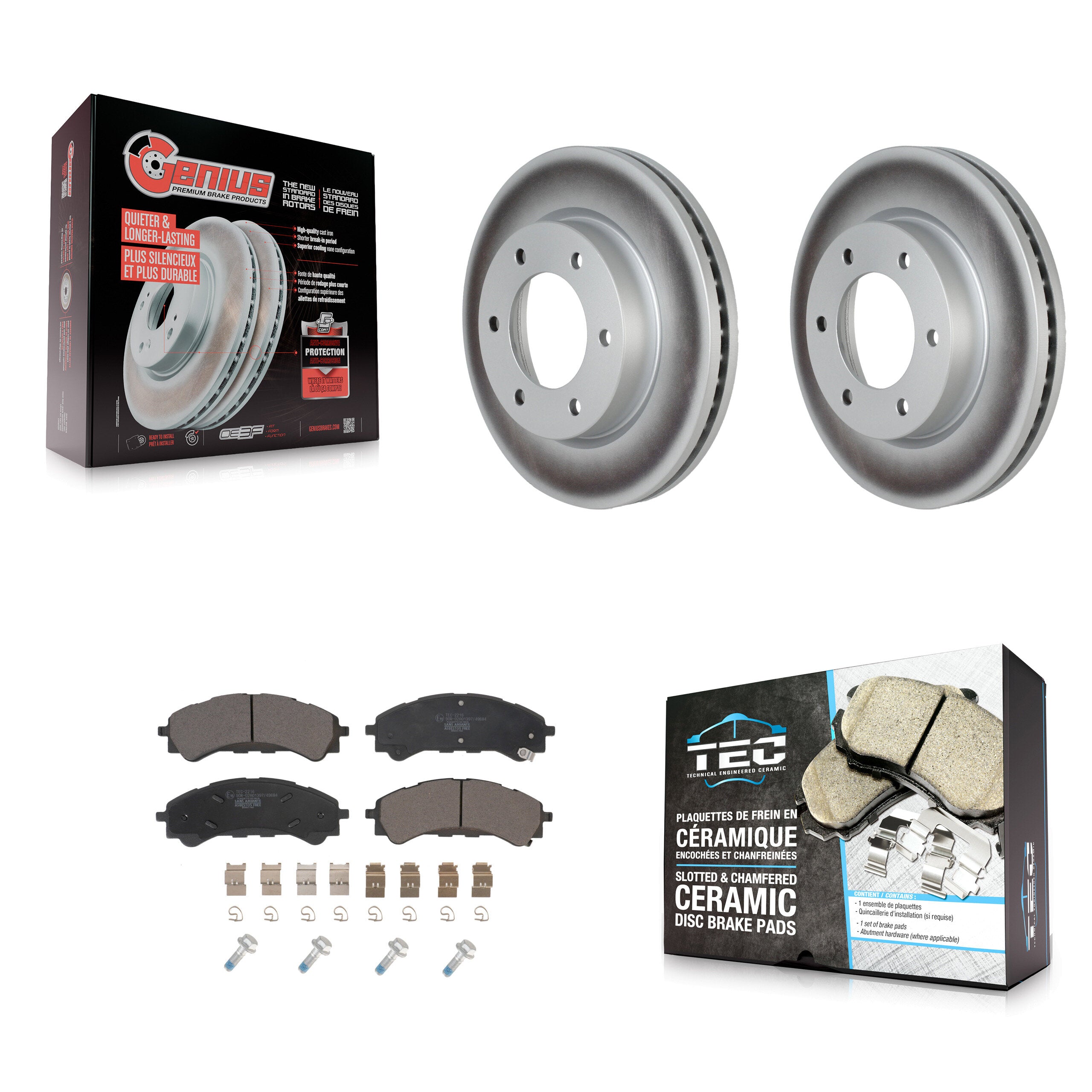Front Coated Disc Brake Rotors And Ceramic Pads Kit For Ford Ranger Bronco KGT-102866