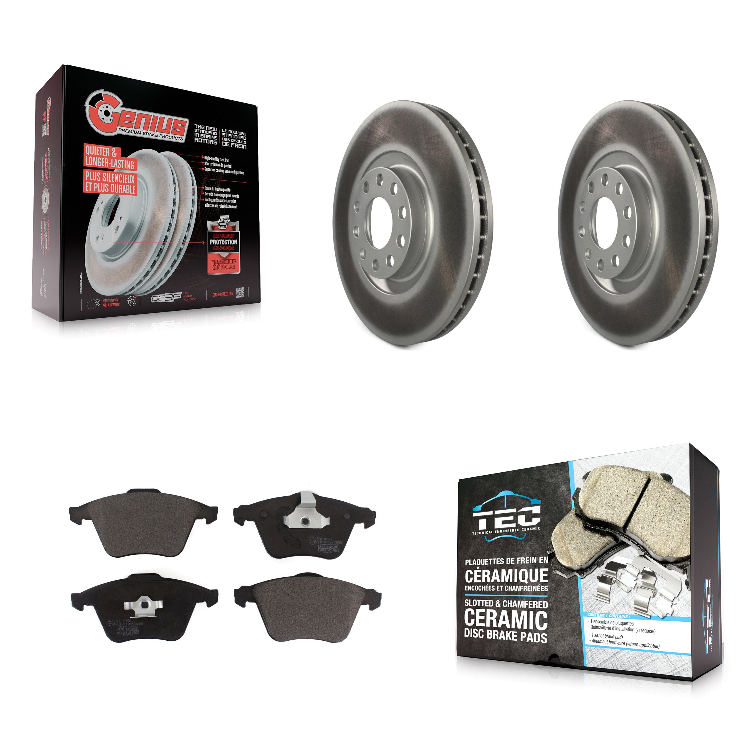Front Coated Disc Brake Rotors And Ceramic Pads Kit For Audi A6 Quattro KGT-102868