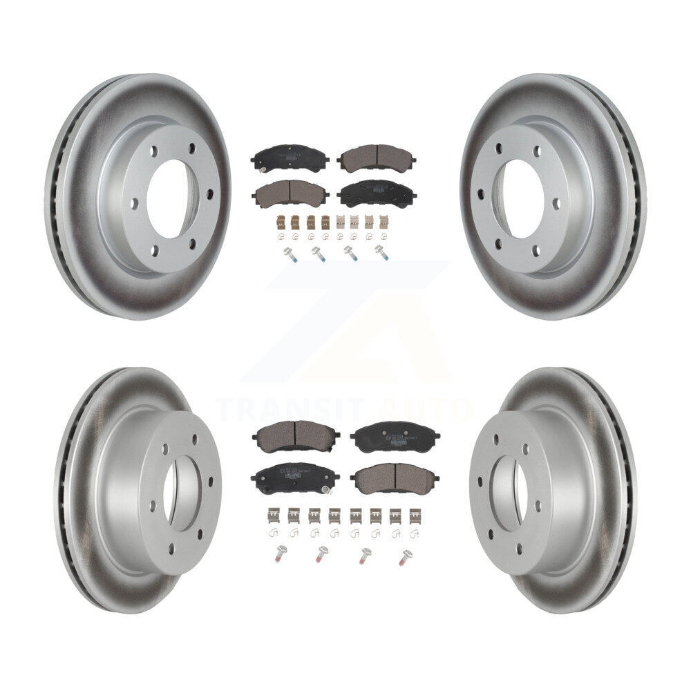 Front Rear Coated Disc Brake Rotors And Ceramic Pads Kit For 2019-2023 Ford Ranger KGT-102884