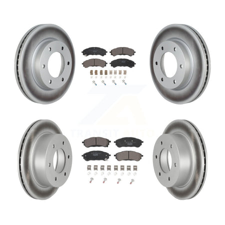 Front Rear Coated Disc Brake Rotors And Ceramic Pads Kit For 2019-2023 Ford Ranger KGT-102884
