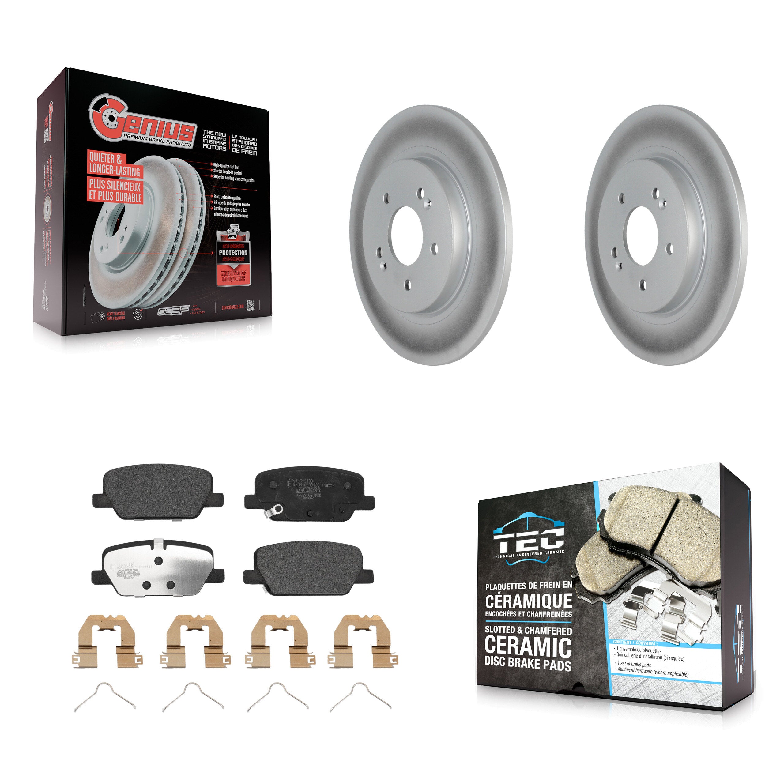 Rear Coated Disc Brake Rotors Ceramic Pad Kit For Hyundai Palisade Santa Fe Kia Telluride KGT-102890