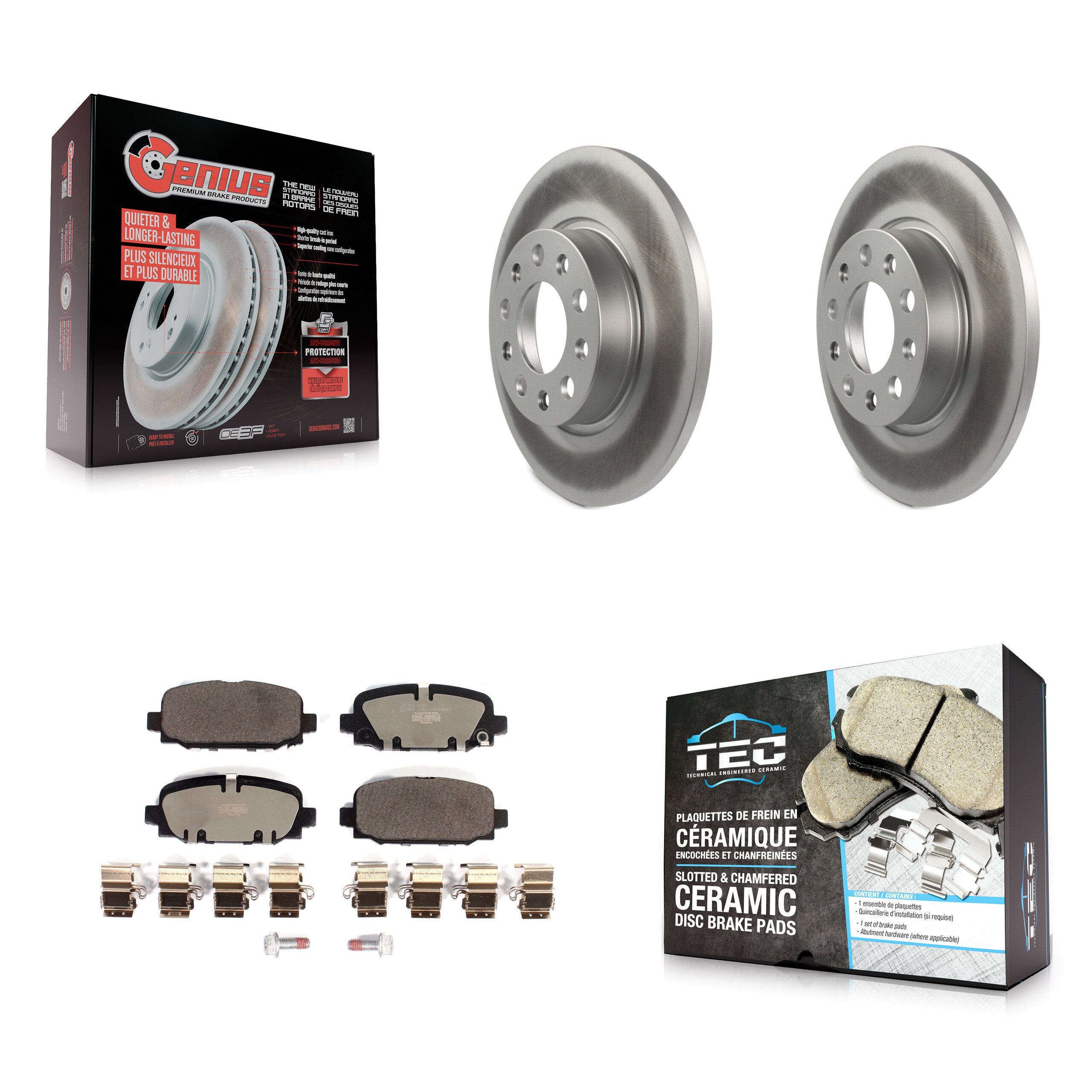 Rear Coated Disc Brake Rotors And Ceramic Pads Kit For Jeep Compass KGT-102891