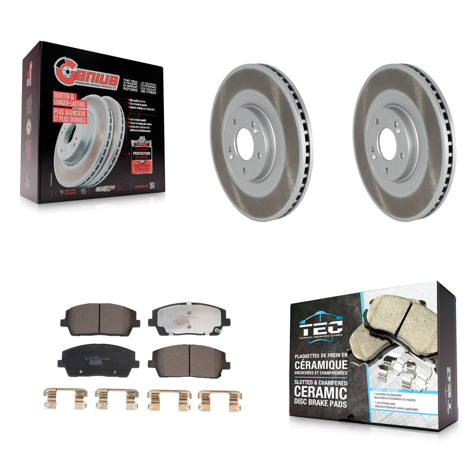 Front Coat Disc Brake Rotors Ceramic Pad Kit For 2020-2024 Hyundai Palisade Kia Telluride KGT-102895