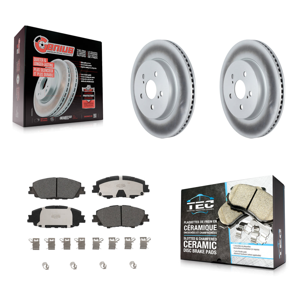 Front Coated Disc Brake Rotors And Ceramic Pads Kit For Toyota Corolla Prius Prime KGT-102896