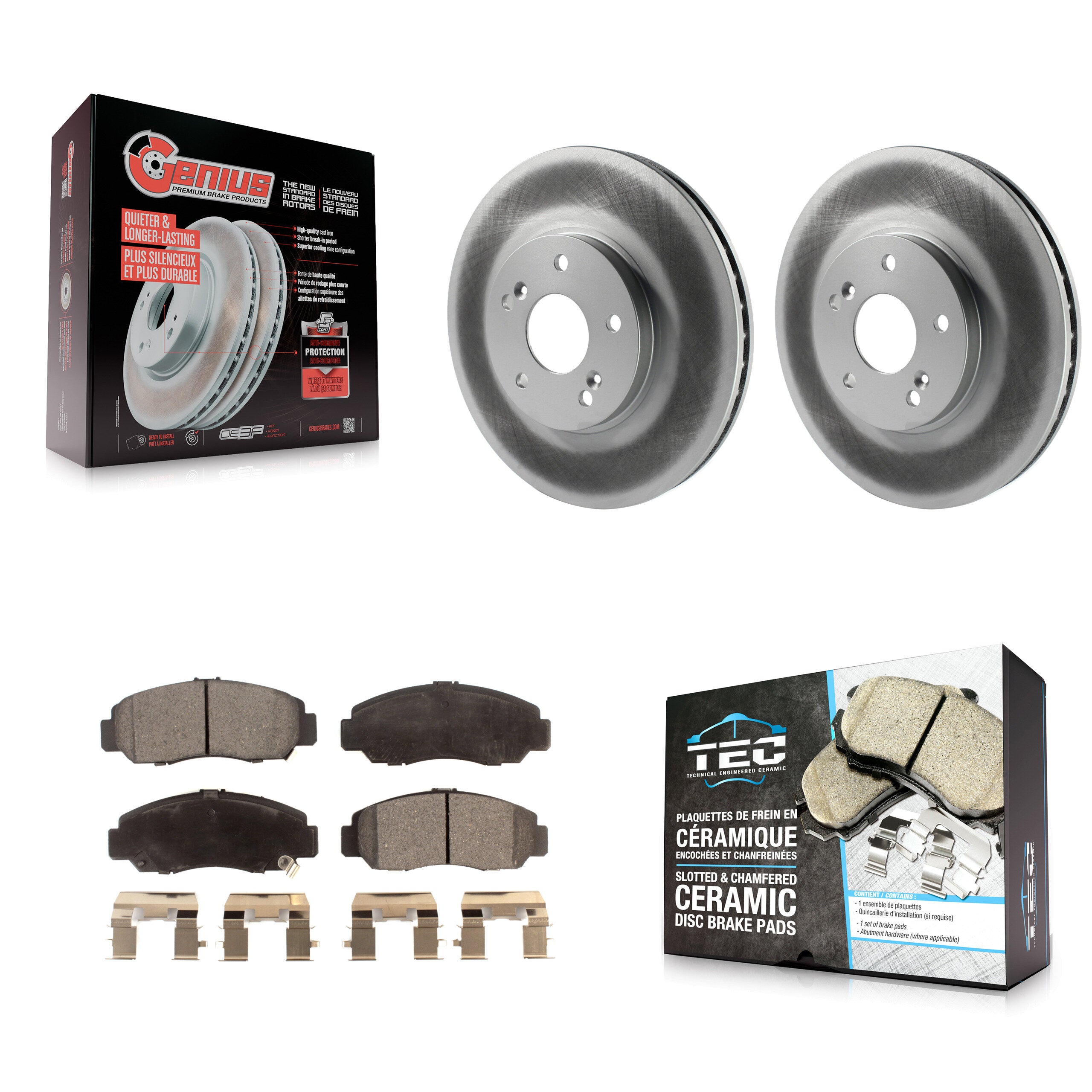 Front Coated Disc Brake Rotors And Ceramic Pads Kit For Honda Accord KGT-102898