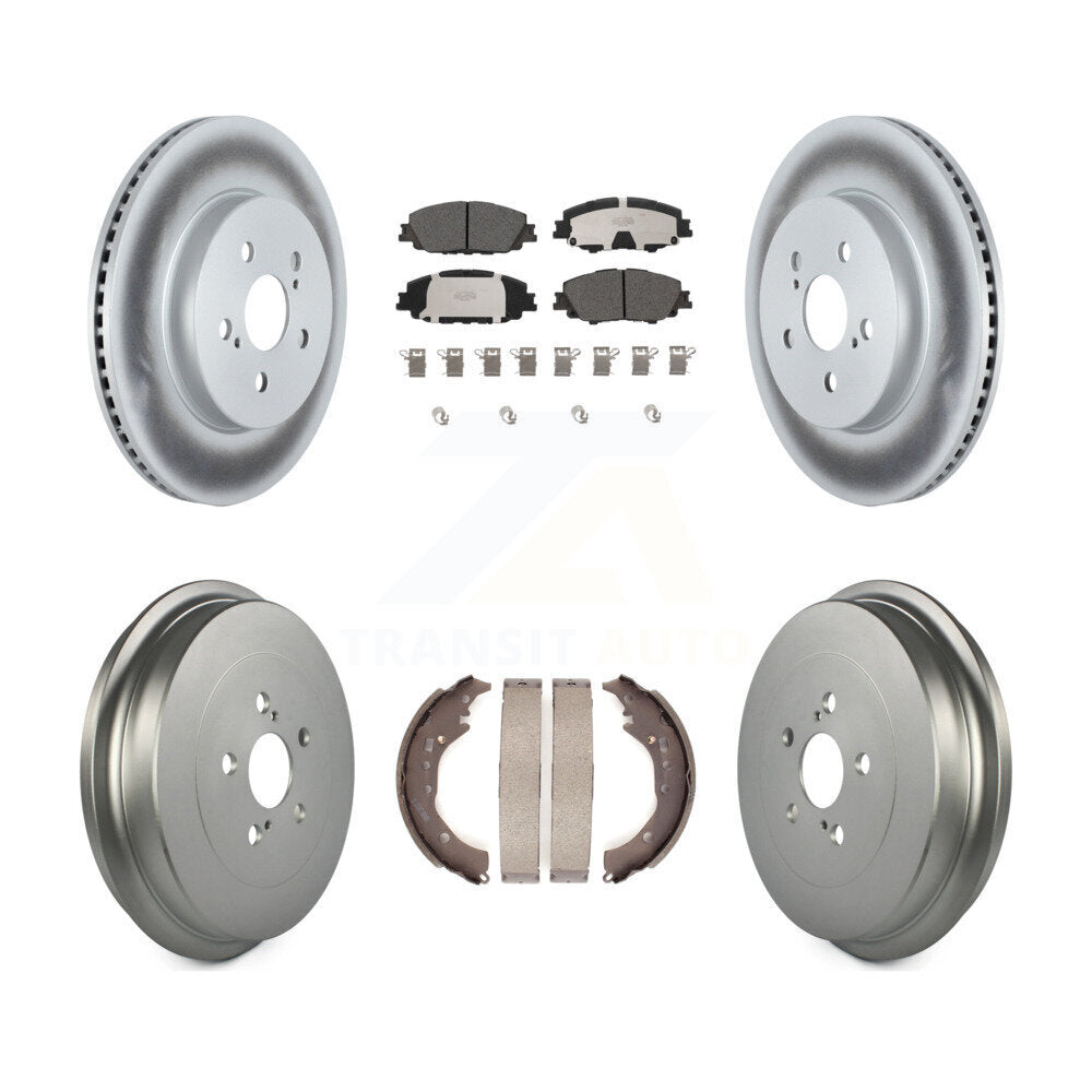 Front Rear Coated Disc Brake Rotors Ceramic Pad And Drum Kit For 2019 Toyota Corolla 2.0L KGT-102919
