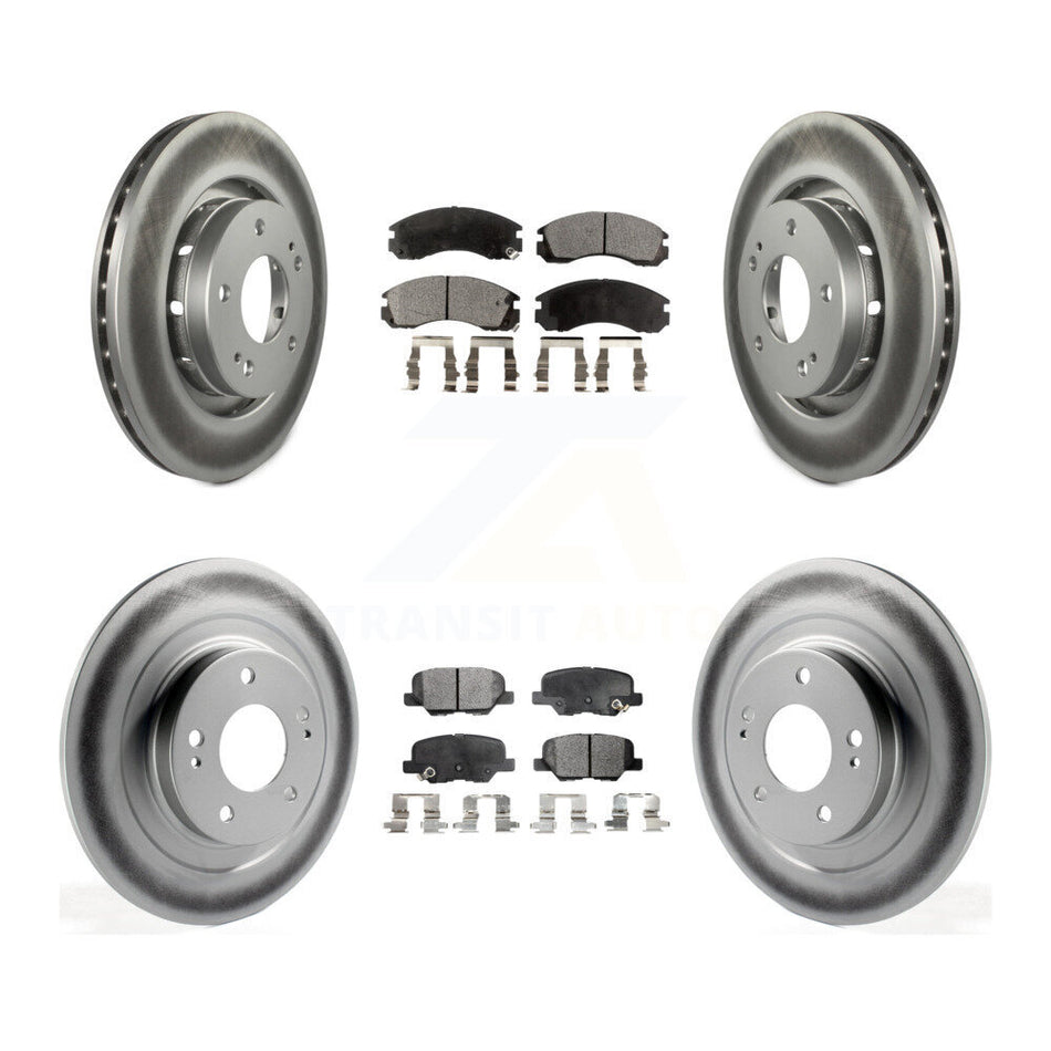 Front Rear Coated Disc Brake Rotors And Ceramic Pads Kit For Mitsubishi Outlander PHEV KGT-102921
