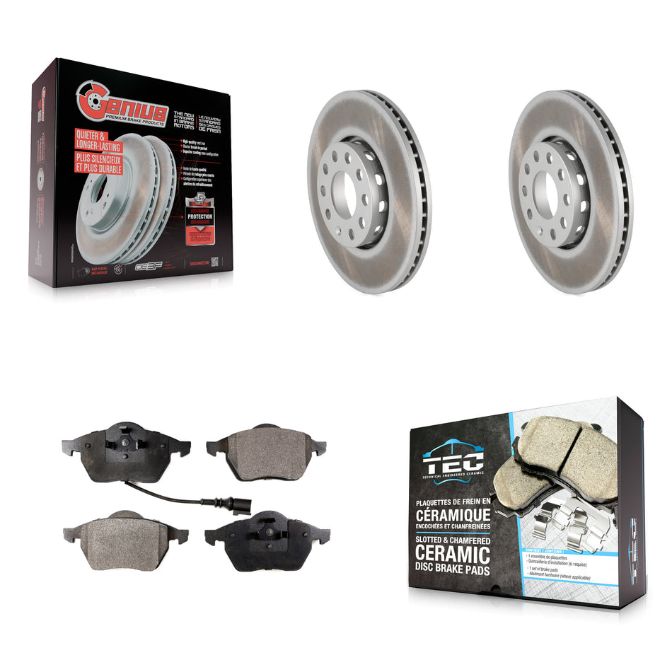 Front Coated Disc Brake Rotors And Ceramic Pads Kit For Audi A6 Quattro 100 KGT-102929