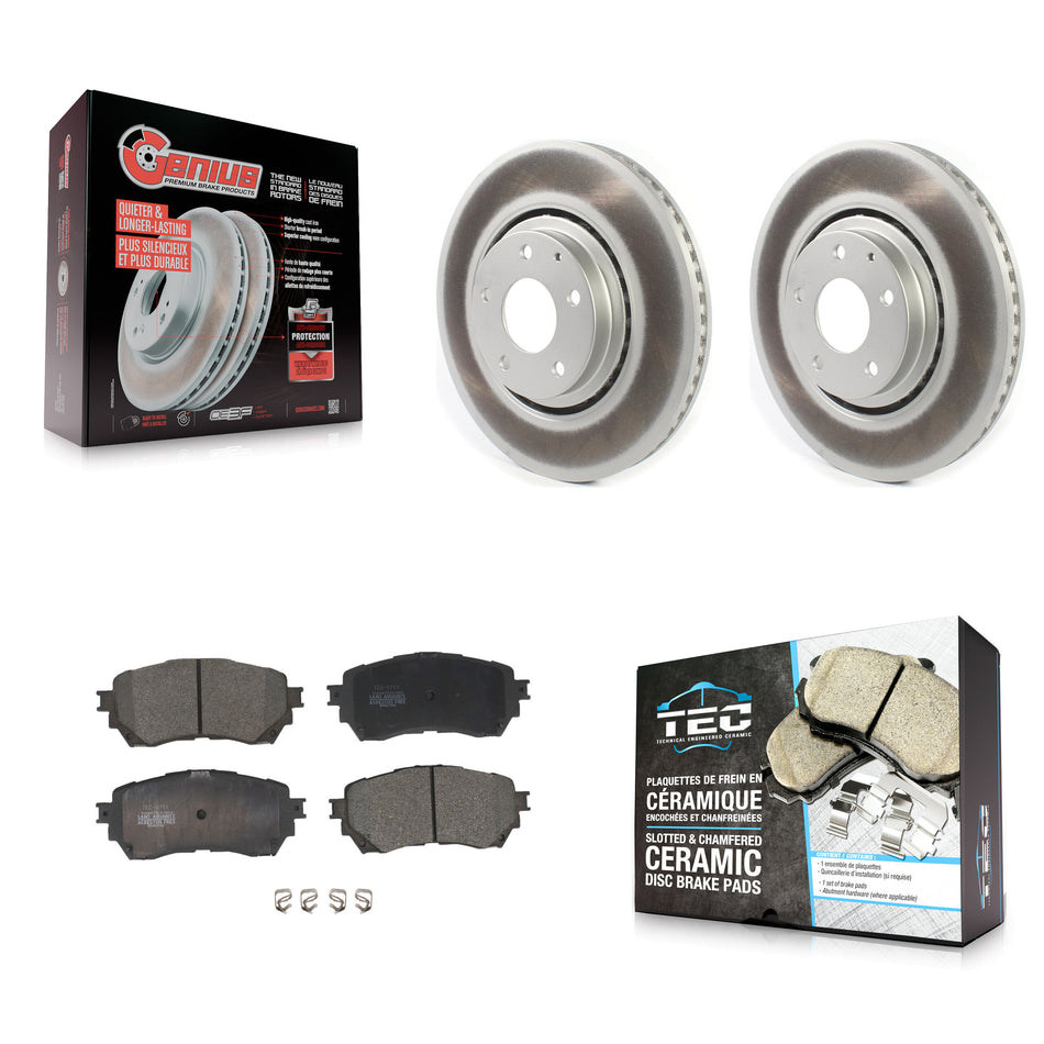 Front Coated Disc Brake Rotors And Ceramic Pads Kit For 2021 Mazda 6 Turbocharged KGT-102934