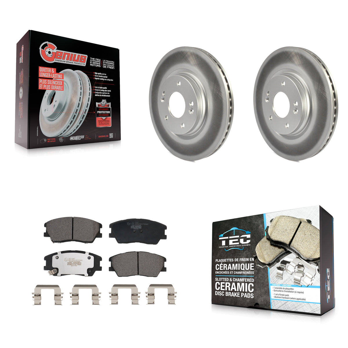 Front Coated Disc Brake Rotors And Ceramic Pads Kit For Kia Soul EV KGT-102936