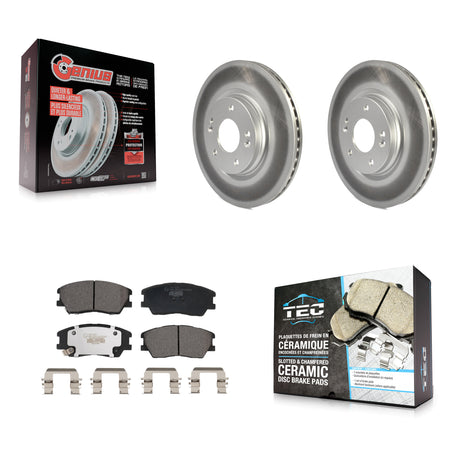 Front Coated Disc Brake Rotors And Ceramic Pads Kit For Kia Soul EV KGT-102936