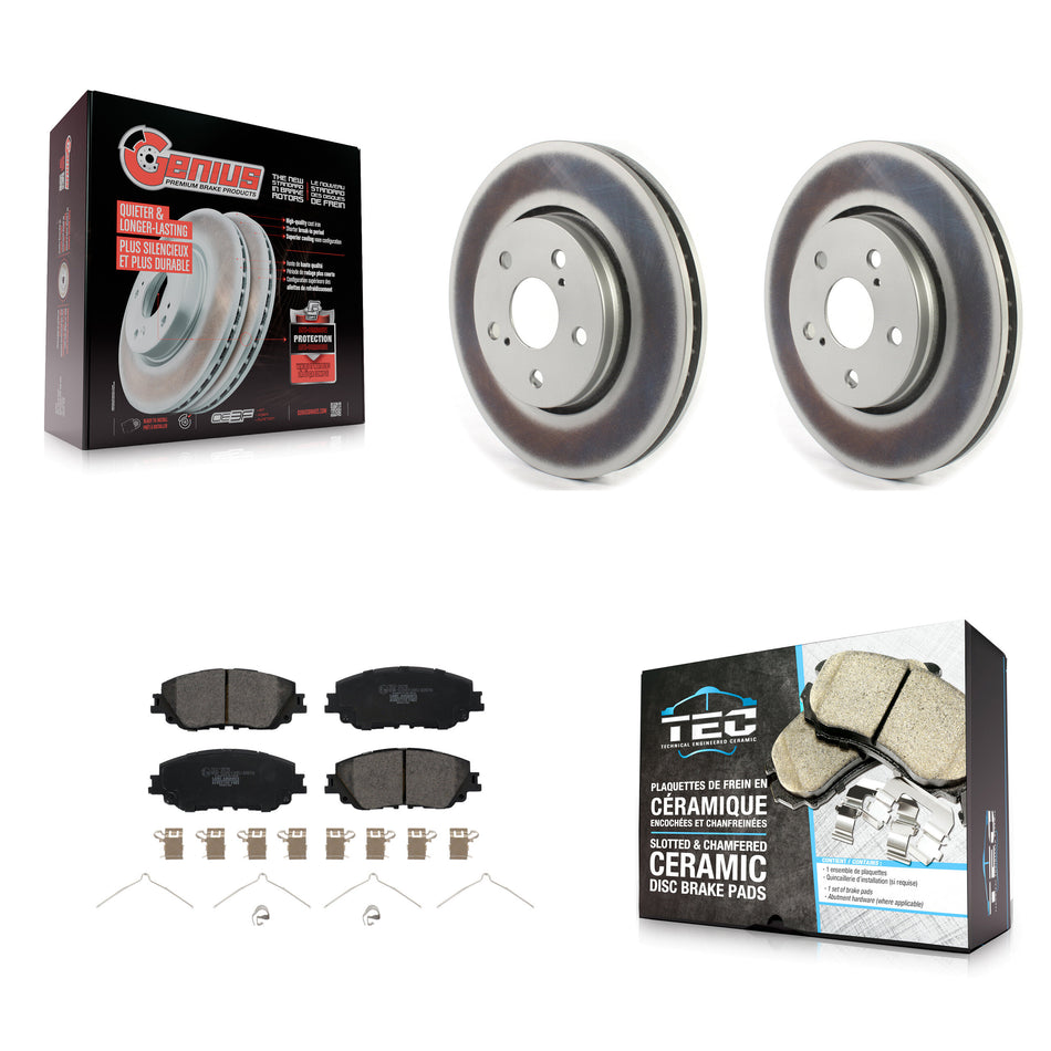 Front Coat Brake Rotors Ceramic Pad Kit For 19 Toyota C-HR Vehicles Manufactured In Japan KGT-102940