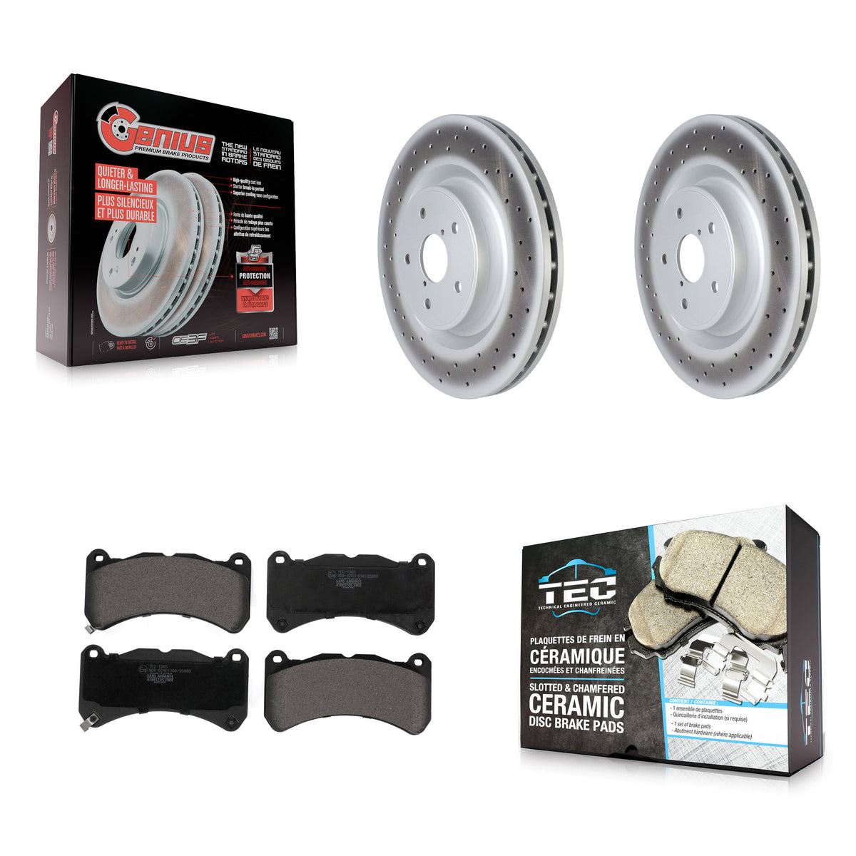 Front Coated Disc Brake Rotors And Ceramic Pads Kit For 2018-2020 Subaru WRX STI KGT-102941