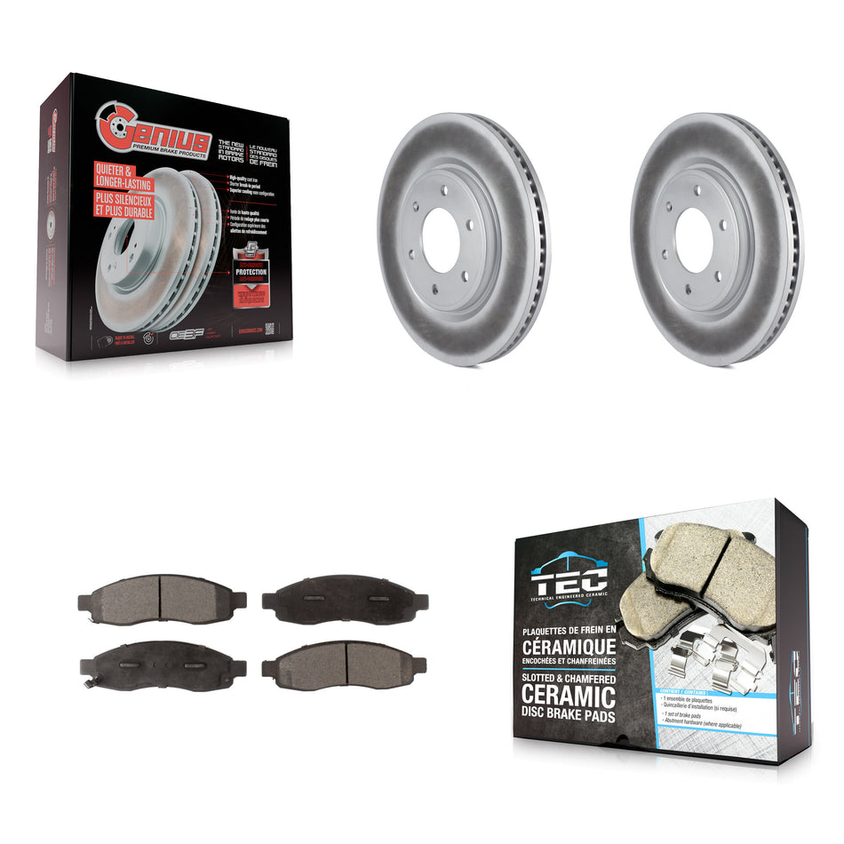 Front Coated Disc Brake Rotors And Ceramic Pads Kit For 2007 Nissan TITAN From 04 07 KGT-102942