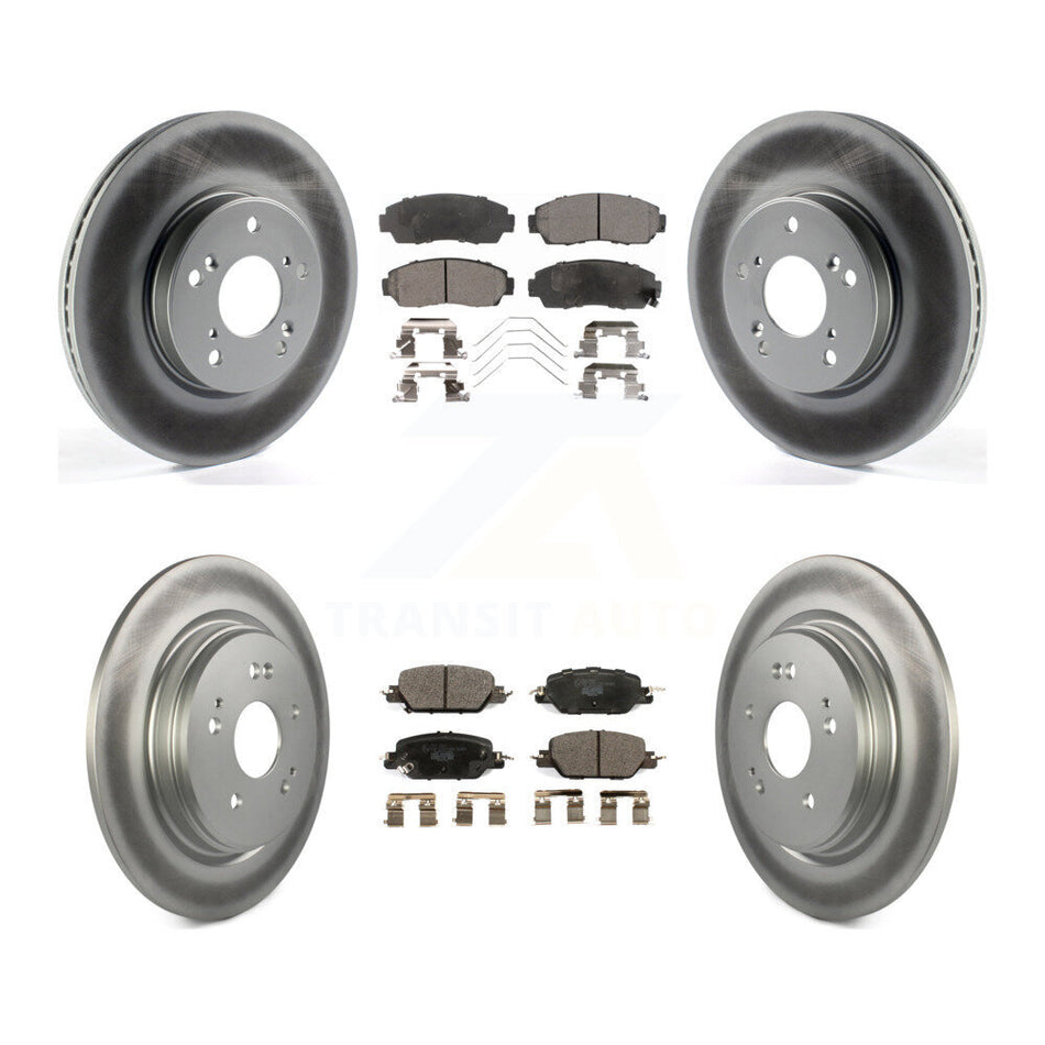 Front Rear Coated Disc Brake Rotors And Ceramic Pads Kit For Honda CR-V KGT-102945