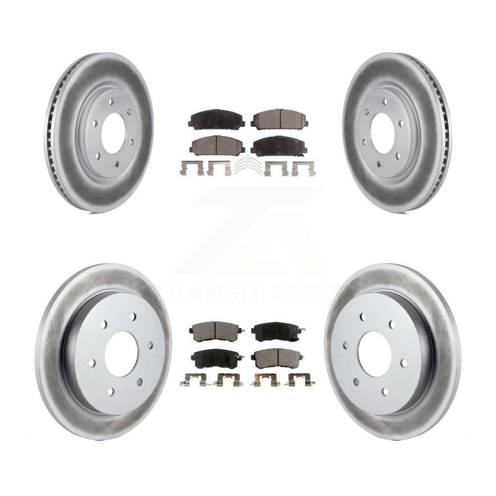 Front Rear Coat Brake Rotors Ceramic Pad Kit For 2017-2019 Nissan Armada With Solid Rotor KGT-102955