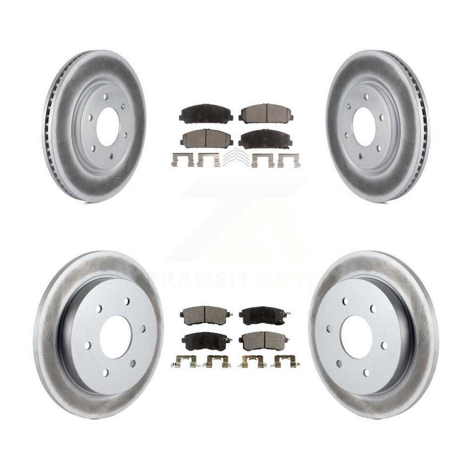 Front Rear Coat Brake Rotors Ceramic Pad Kit For 2017-2019 Nissan Armada With Solid Rotor KGT-102955