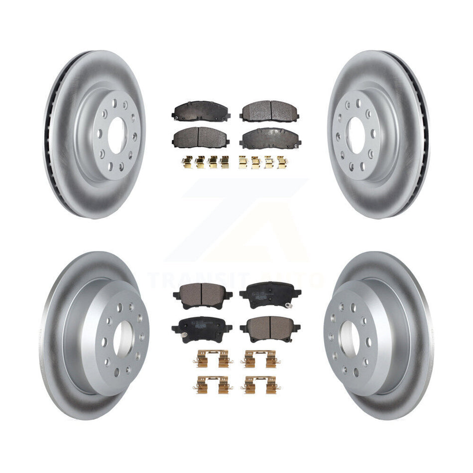 Front Rear Coated Disc Brake Rotors And Ceramic Pads Kit For Jeep Wrangler KGT-102956