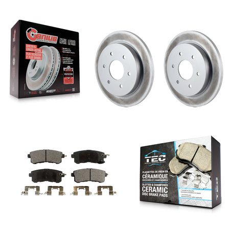 Rear Coated Disc Brake Rotor Ceramic Pad Kit For 2017-2019 Nissan Armada With Solid KGT-102970