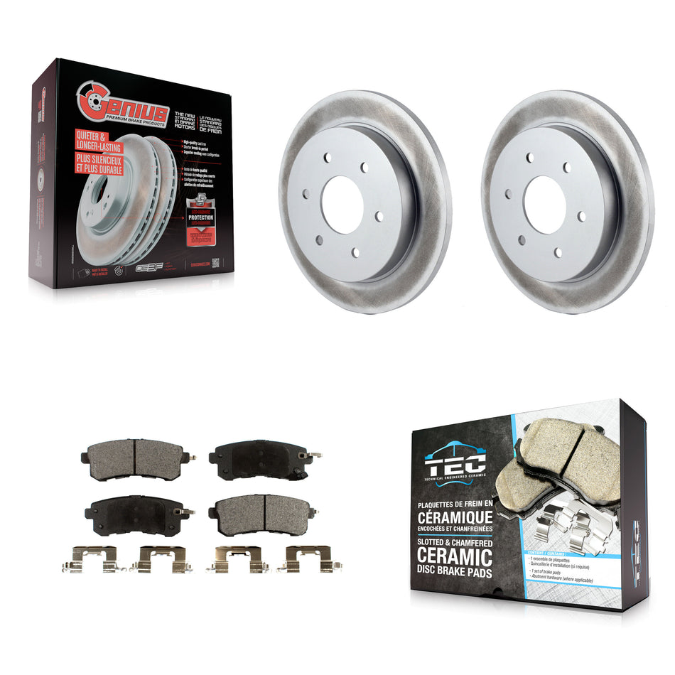 Rear Coated Disc Brake Rotor Ceramic Pad Kit For 2017-2019 Nissan Armada With Solid KGT-102970