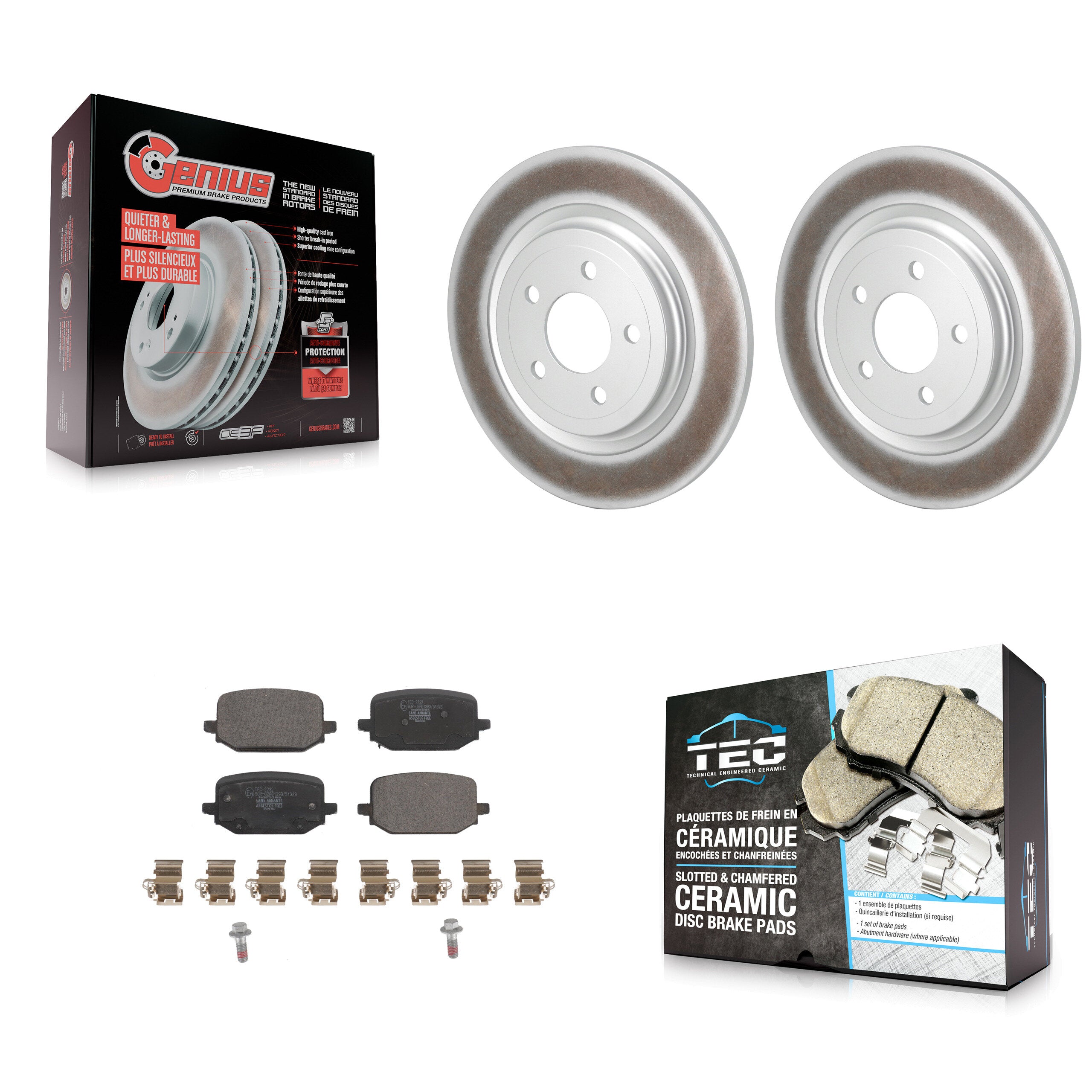 Rear Coated Disc Brake Rotors And Ceramic Pads Kit For 2022-2024 Ford Explorer 3.0L/2.3L KGT-102972