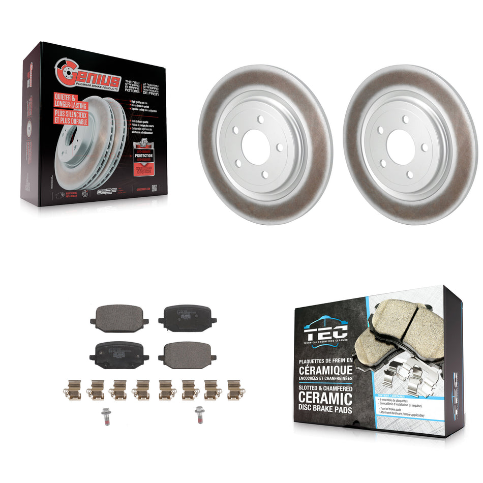 Rear Coated Disc Brake Rotors And Ceramic Pads Kit For 2022-2024 Ford Explorer 3.0L/2.3L KGT-102972