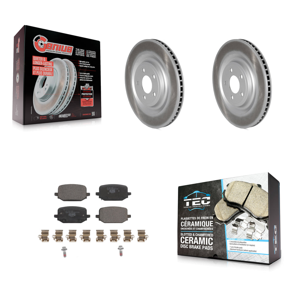Rear Coated Disc Brake Rotors And Ceramic Pads Kit For 2022-2023 Ford Explorer 3.3L KGT-102973