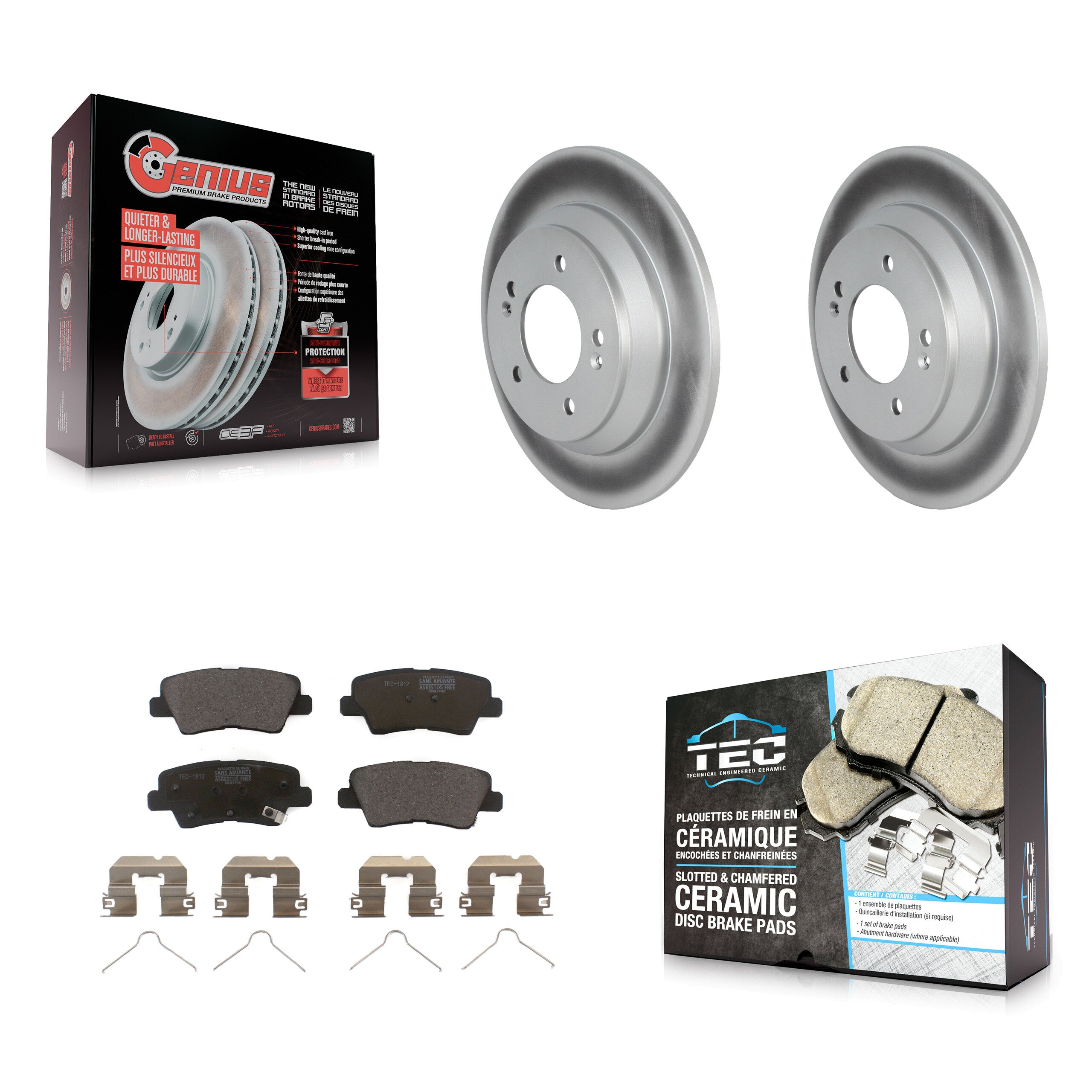 Rear Coated Disc Brake Rotors And Ceramic Pads Kit For 2020-2022 Kia Soul 1.6L KGT-102976