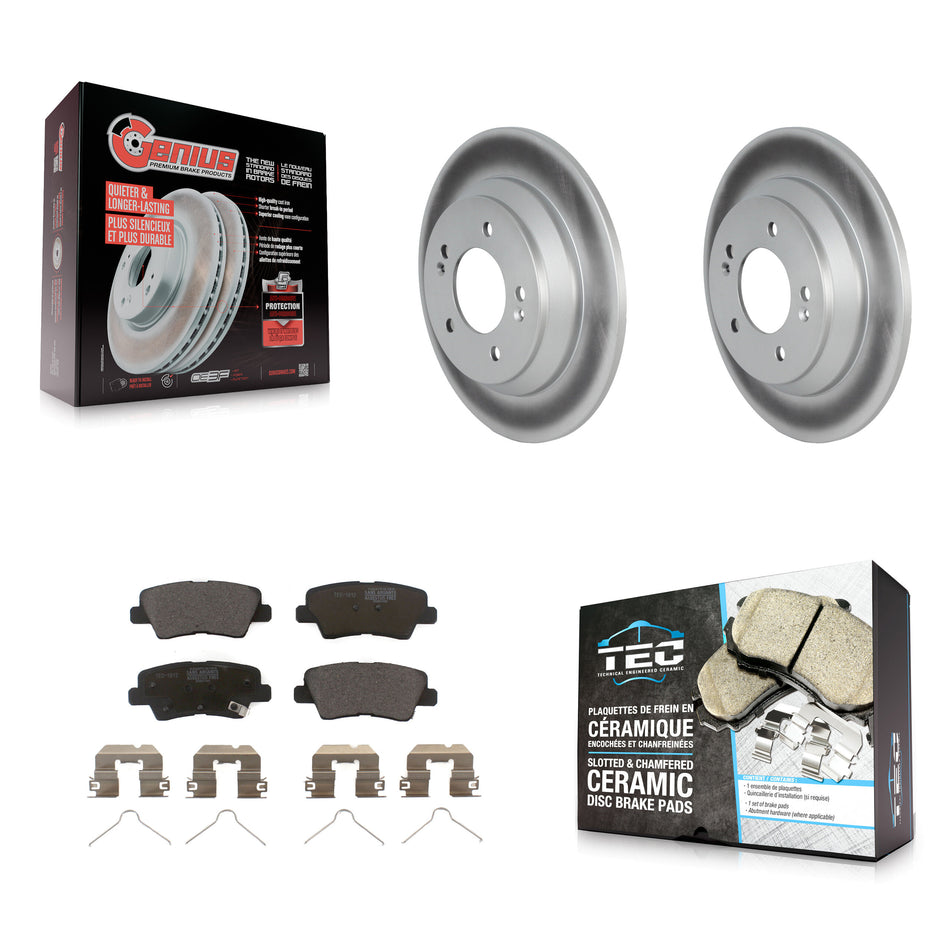 Rear Coated Disc Brake Rotors And Ceramic Pads Kit For 2020-2022 Kia Soul 1.6L KGT-102976