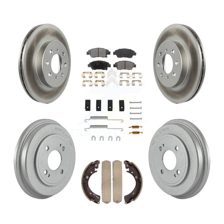 Front Rear Coat Brake Rotors Ceramic Pad Drum Kit (7Pc) For Honda Civic With 4 Lug Wheels KGT-102977