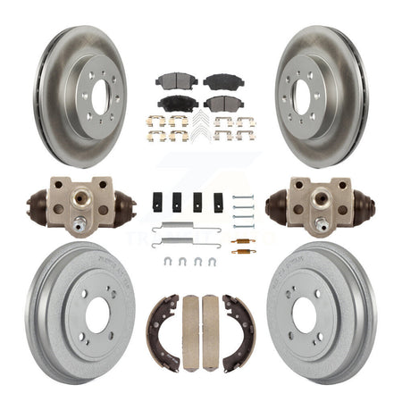 Front Rear Coat Brake Rotors Ceramic Pad Drum Kit (9Pc) For Honda Civic With 4 Lug Wheels KGT-102979
