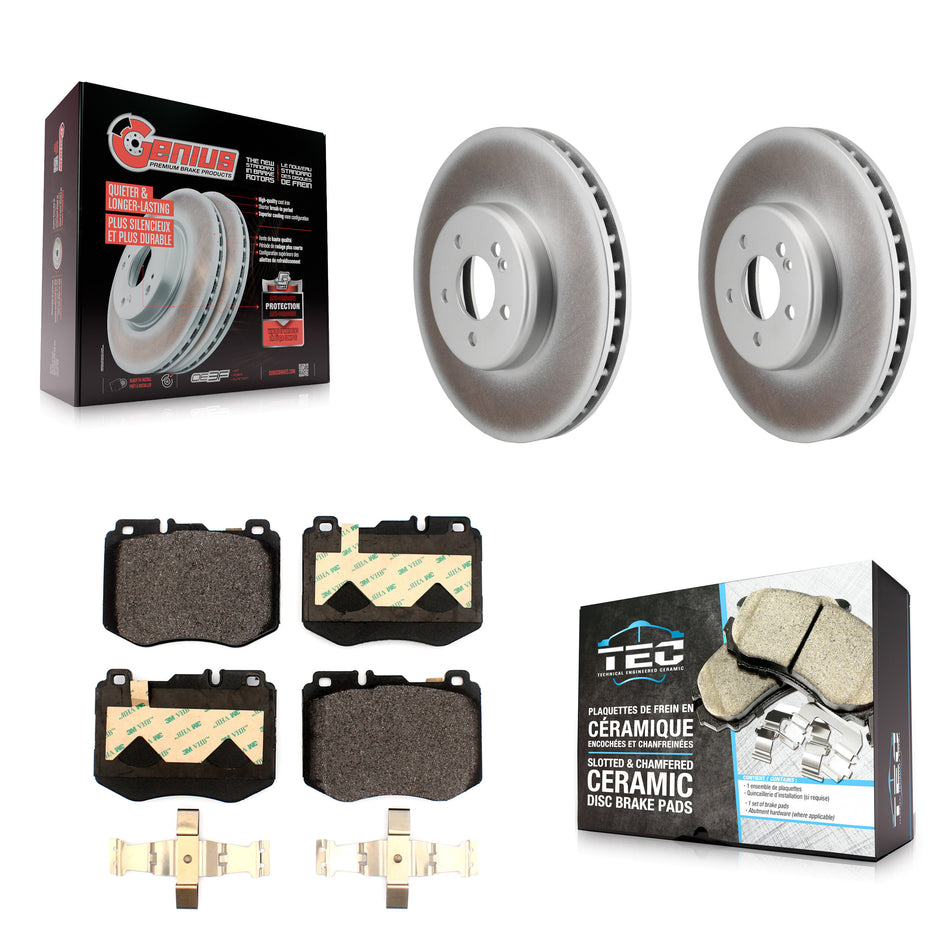 Front Coated Disc Brake Rotors And Ceramic Pads Kit For Mercedes-Benz C300 C400 C350e KGT-102982