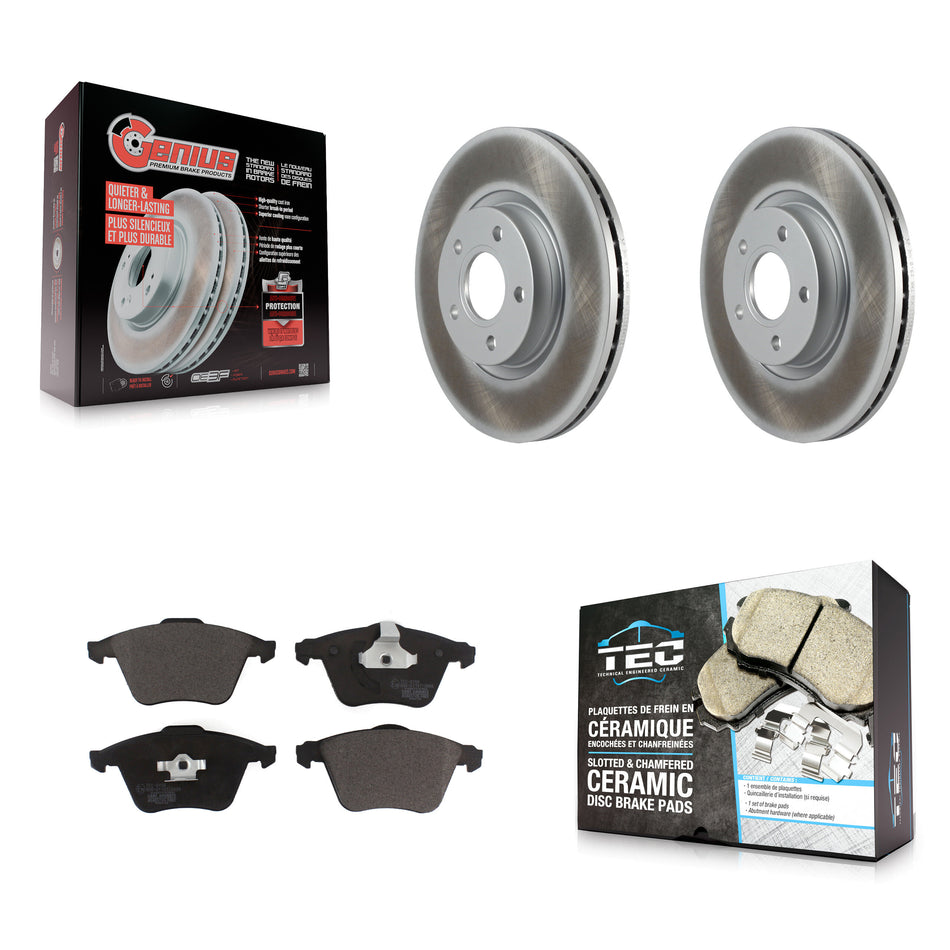 Front Coated Disc Brake Rotors And Ceramic Pads Kit For Volvo S40 KGT-102989