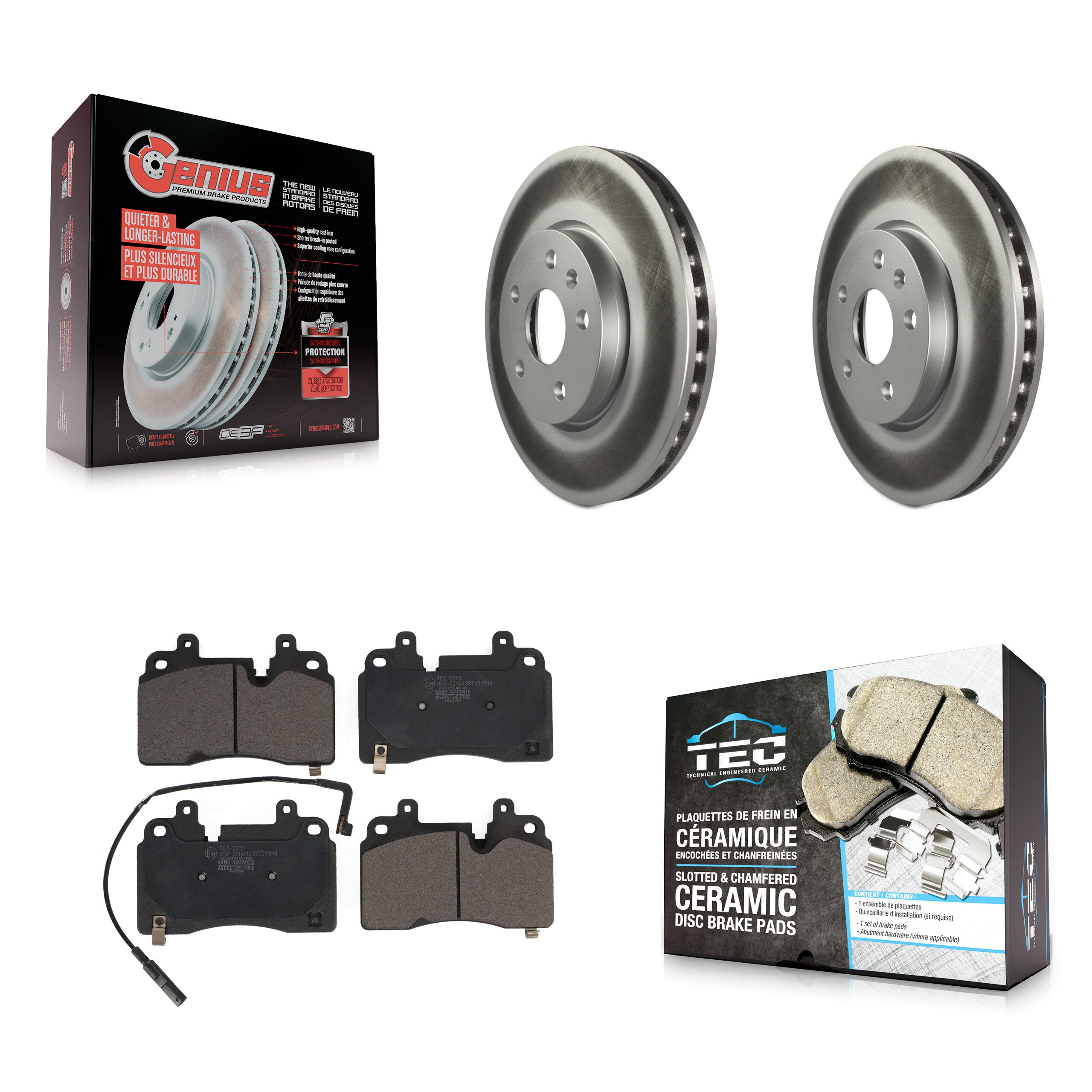 Front Coated Disc Brake Rotors And Ceramic Pads Kit For Chevrolet Corvette KGT-102995