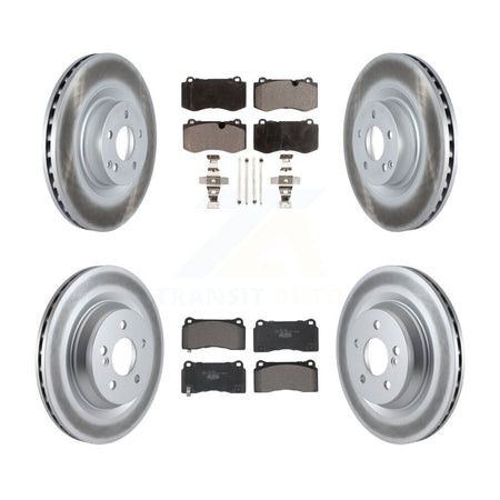 Front Rear Coated Disc Brake Rotors And Ceramic Pad Kit For 2011-2014 Mercedes-Benz CL550 KGT-102998