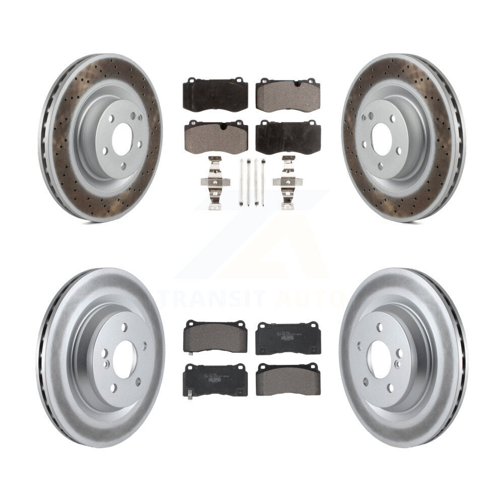 Front Rear Coated Disc Brake Rotors And Ceramic Pad Kit For 2011-2014 Mercedes-Benz CL550 KGT-102999