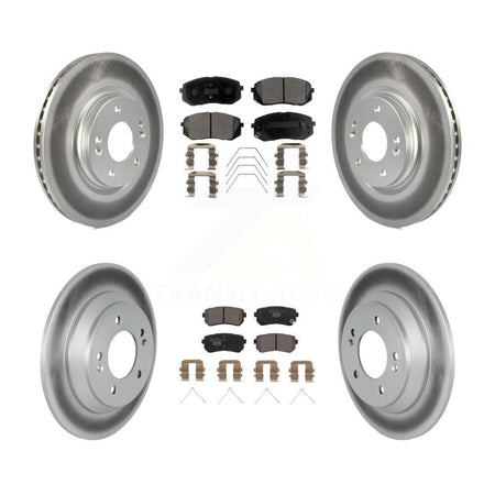 Front Rear Coated Brake Rotors Ceramic Pad Kit For Hyundai Kona Ultimate Limited with FWD KGT-103015