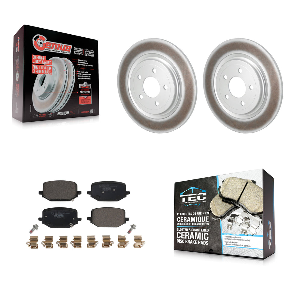 Rear Coated Disc Brake Rotors And Ceramic Pads Kit For 2022-2024 Ford Explorer 2.3L KGT-103058