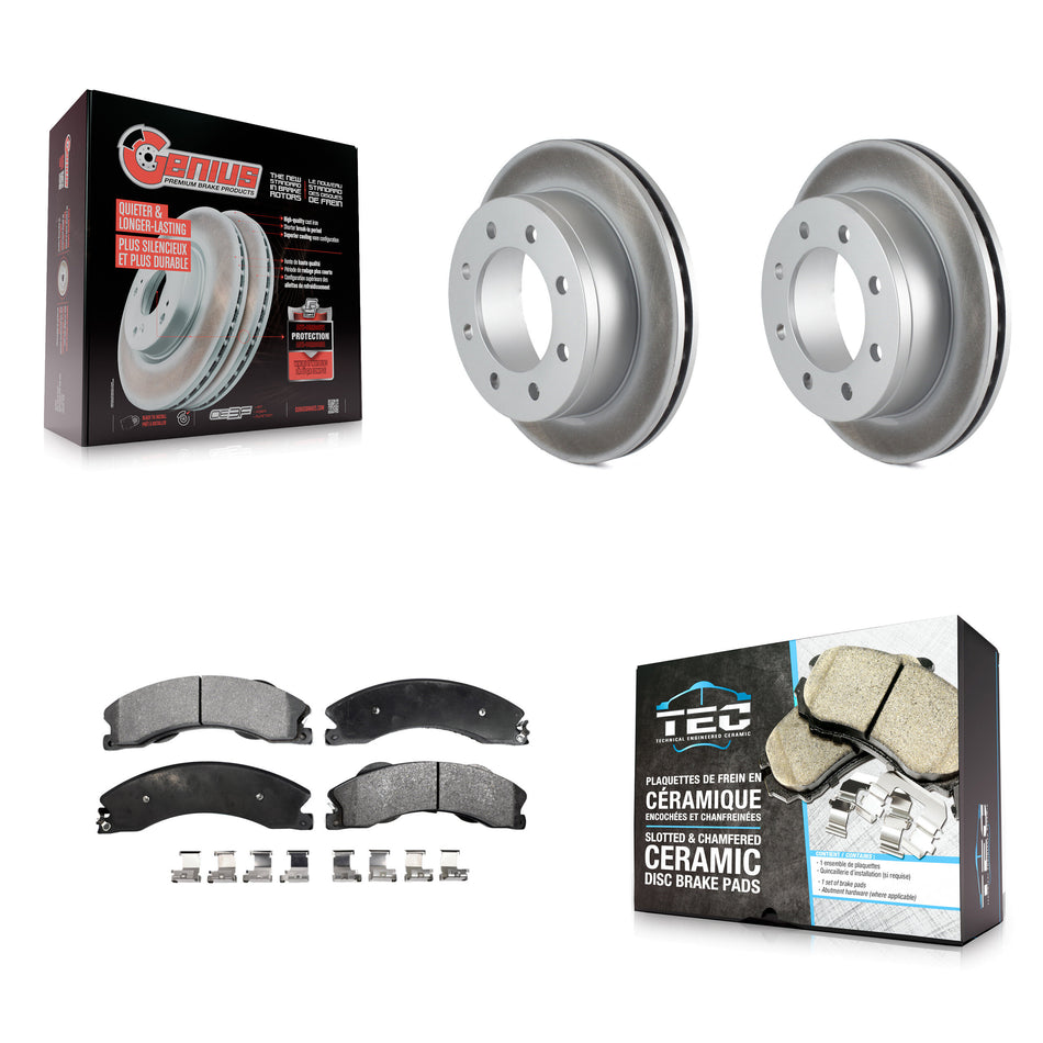 Rear Coated Brake Rotor & Ceramic Pad Kit For Chevrolet Express 4500 3.20" Overall Height KGT-103059