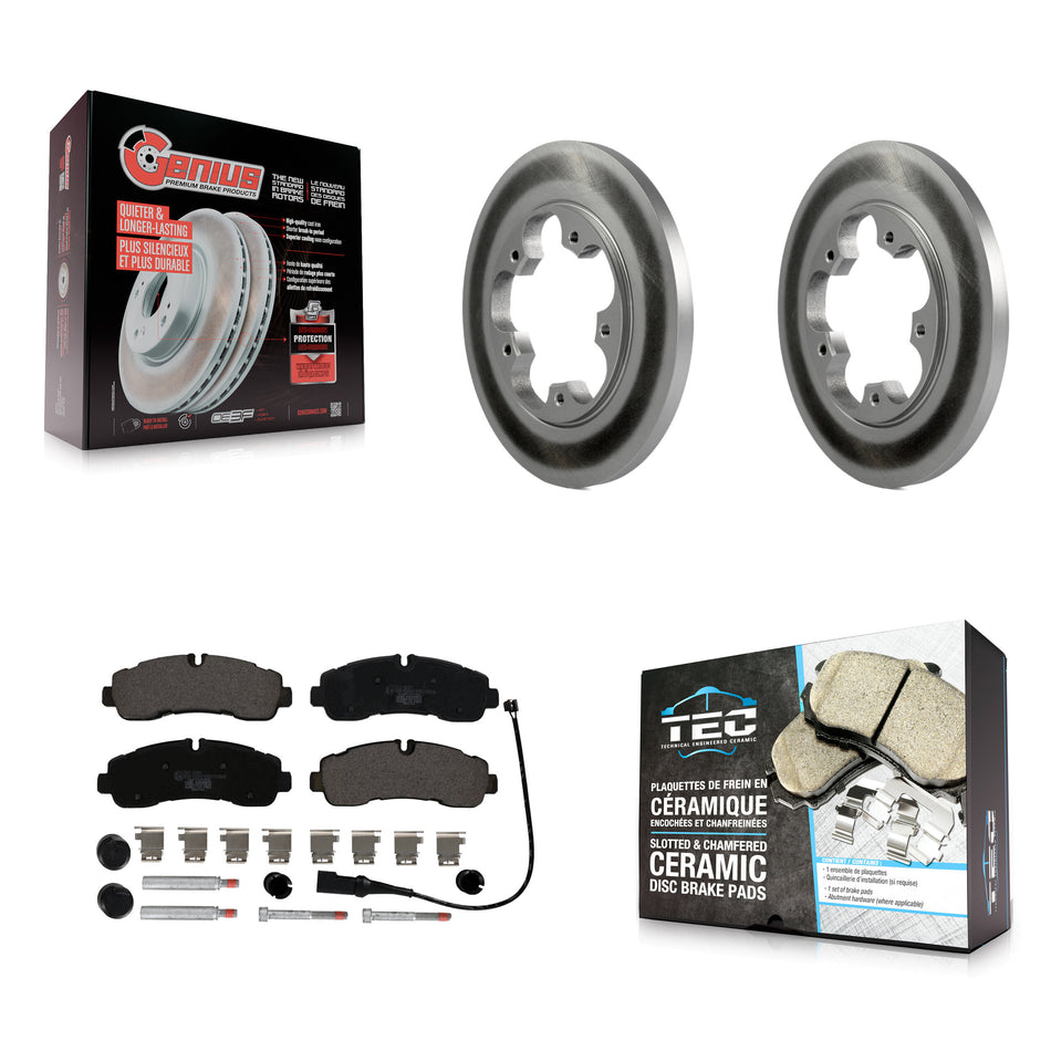 Rear Coated Brake Rotors Ceramic Pad Kit For 20-21 Ford Transit-350 AWD With 5 Lug Wheels KGT-103061