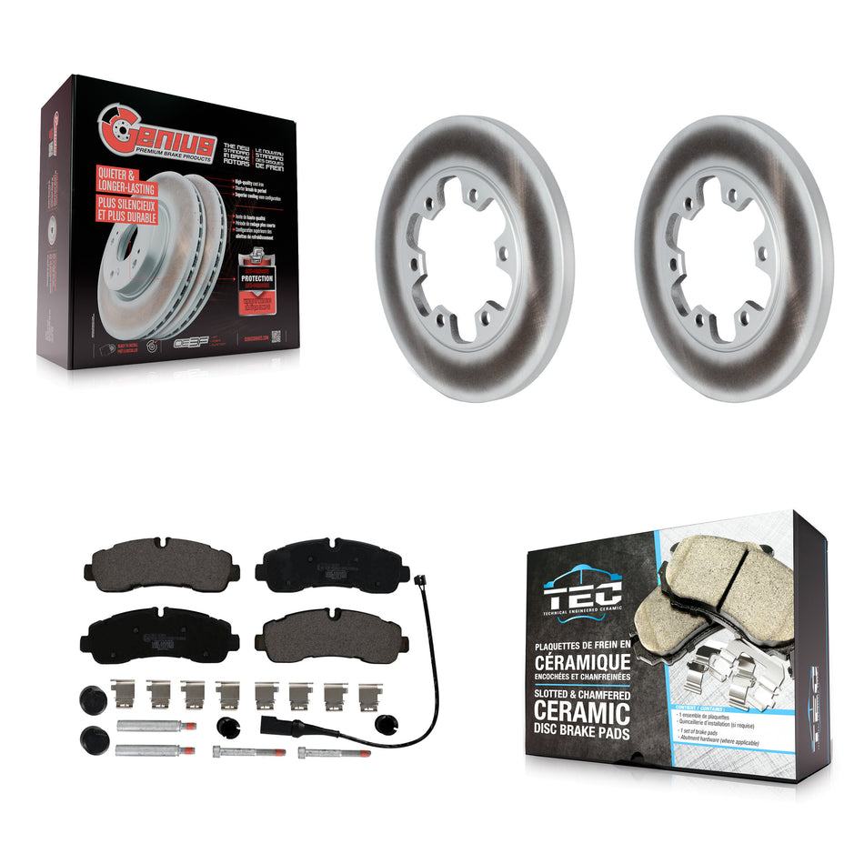 Rear Coat Disc Brake Rotors Ceramic Pad Kit For Ford Transit-350 HD With 6 Lug Wheels AWD KGT-103062