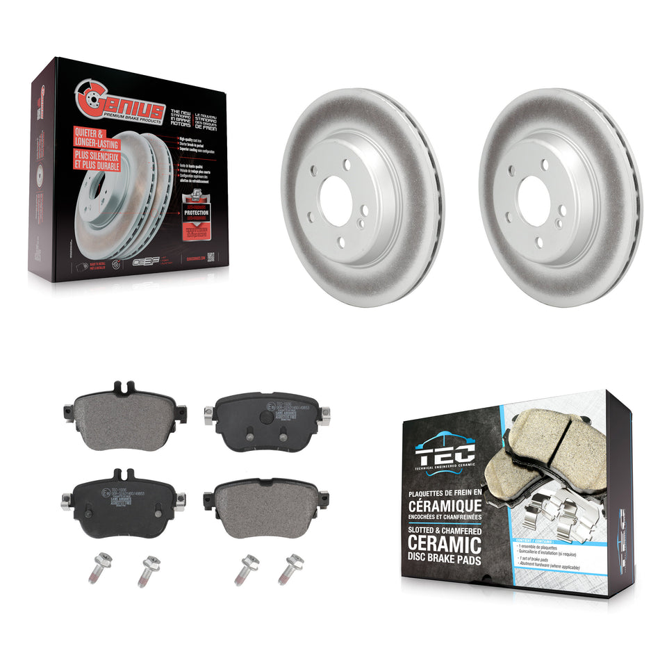 Rear Coated Disc Brake Rotors And Ceramic Pads Kit For 2017-2018 Mercedes-Benz E300 KGT-103066