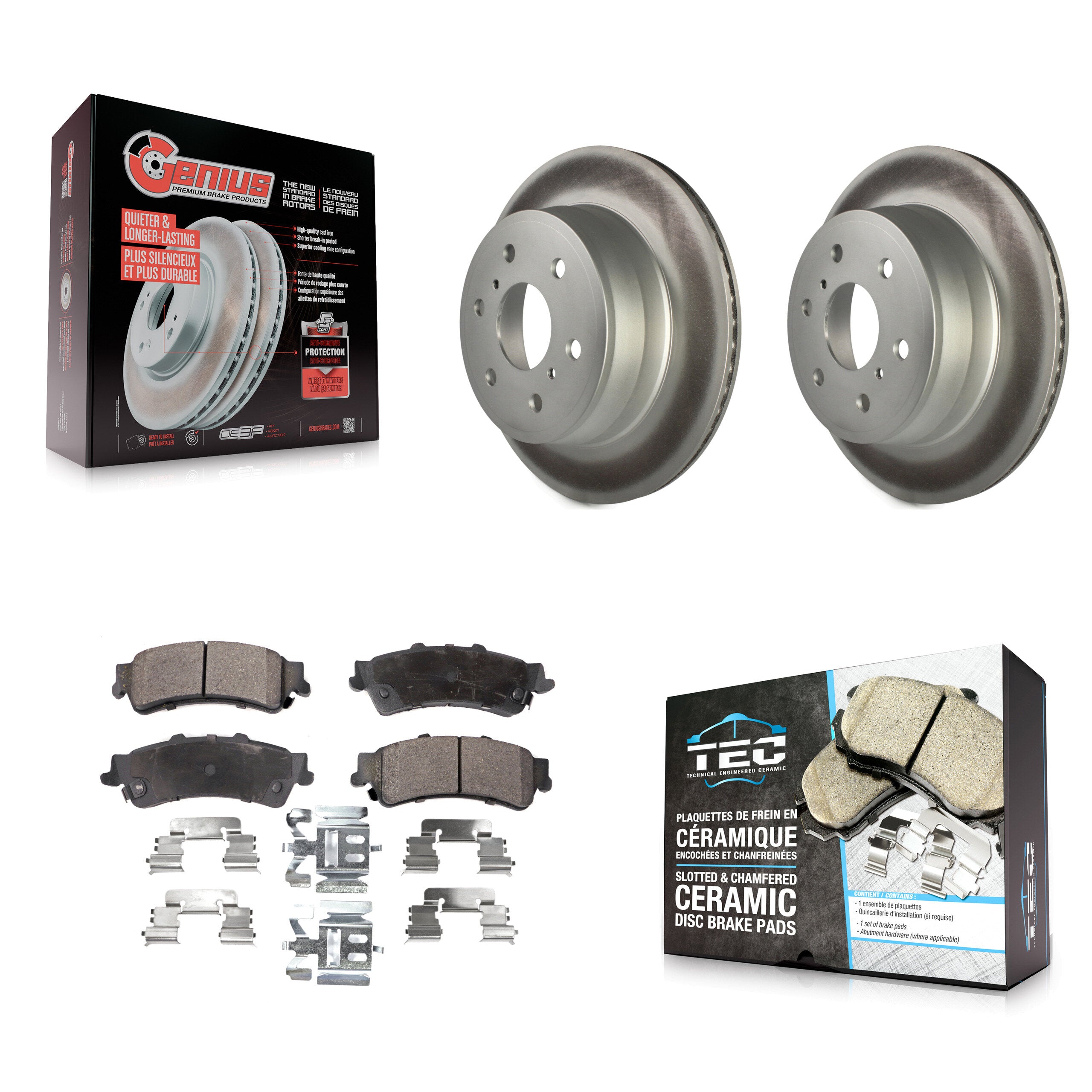 Rear Coated Disc Brake Rotors And Ceramic Pads Kit For GMC Sierra 1500 Classic KGT-103068