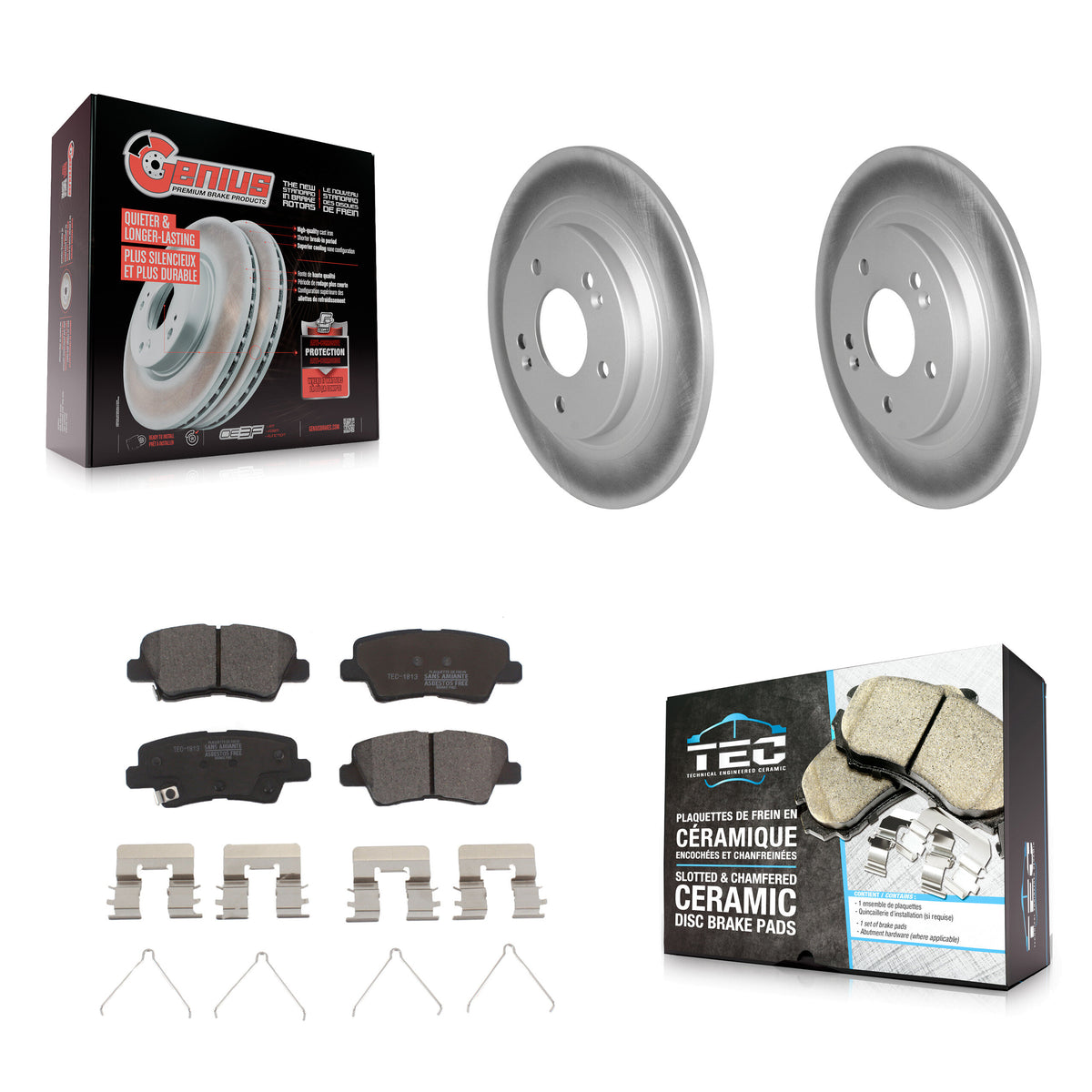 Rear Coat Brake Rotors Ceramic Pad Kit For 22-23 Hyundai Kona With Electric Parking KGT-103070