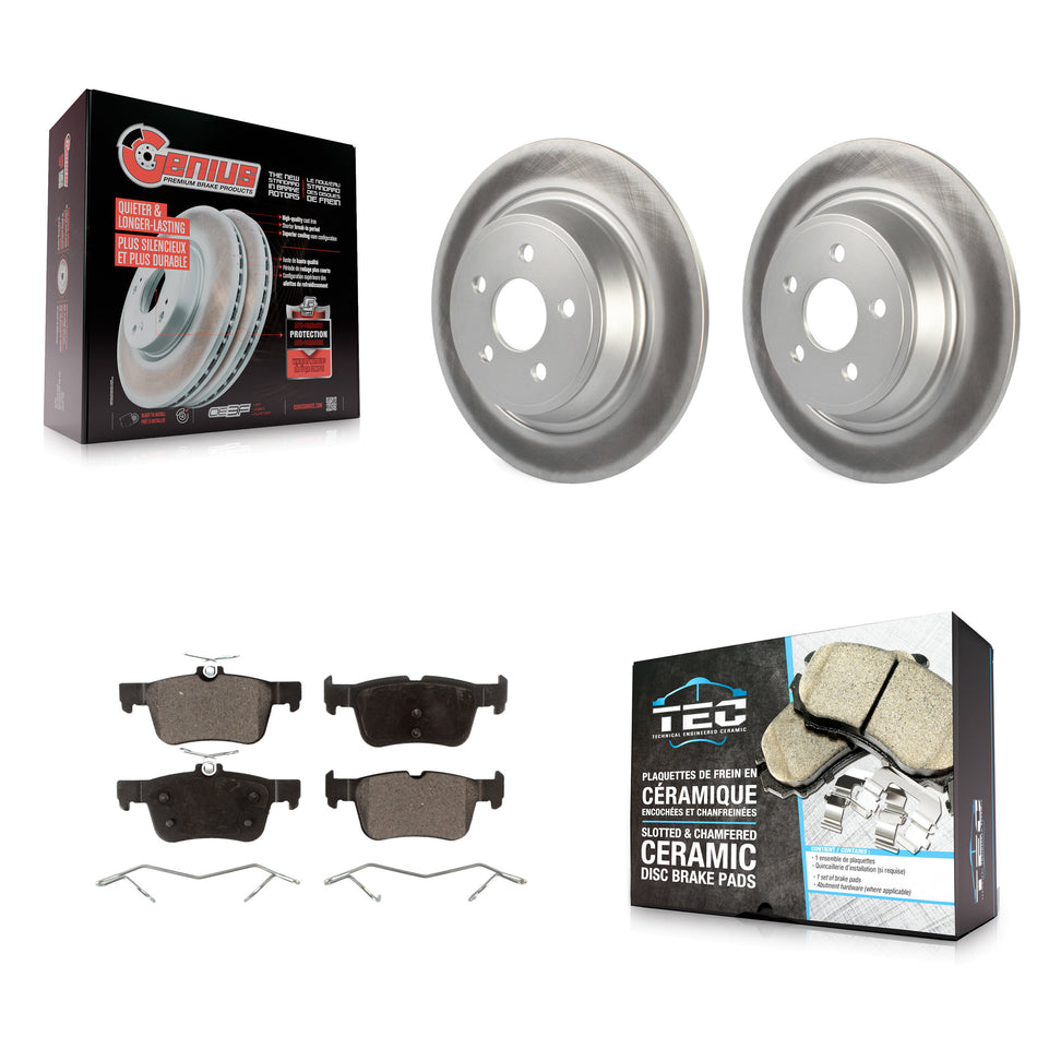 Rear Coated Disc Brake Rotor & Ceramic Pad Kit For 2019-2020 Ford Police Responder Hybrid KGT-103077
