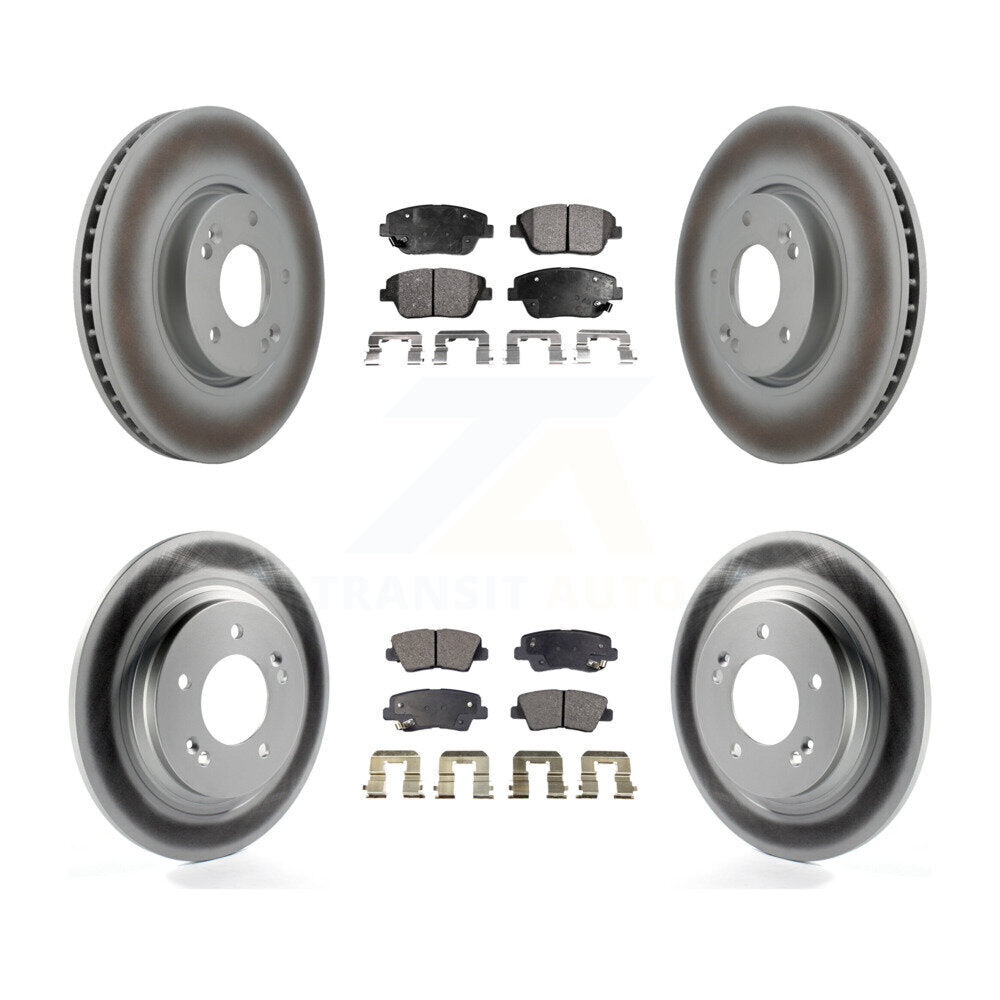 Front Rear Coated Disc Brake Rotors And Ceramic Pads Kit For Hyundai Sonata KGT-103084